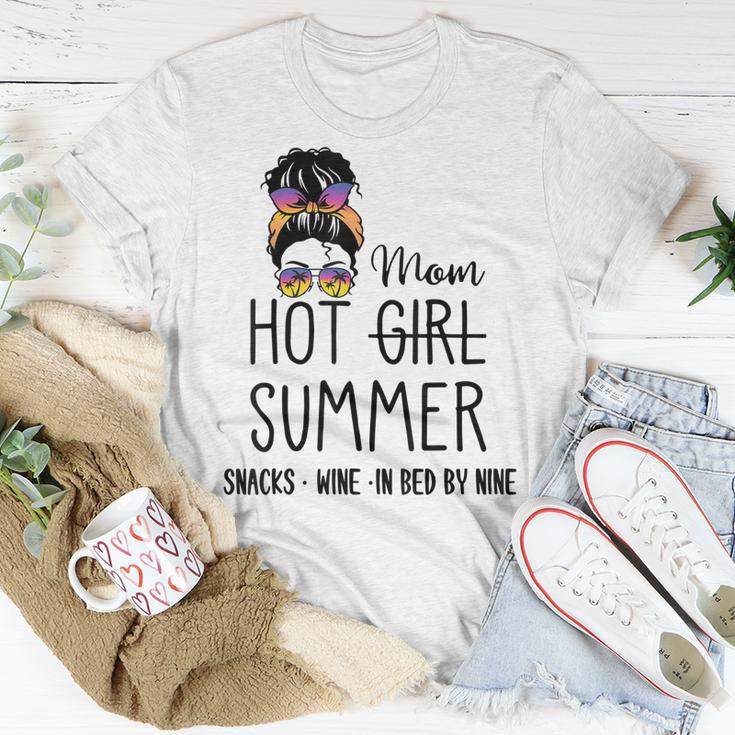 Hot Girl Mom Summer Snack Wine In Bed By Nine Quote Women Unisex T-Shirt Unique Gifts