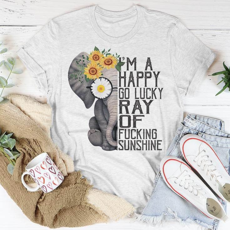Im A Happy Go Lucky Ray Of Fucking Sunshine Hippie Elephant Gift For Womens Unisex T-Shirt Unique Gifts