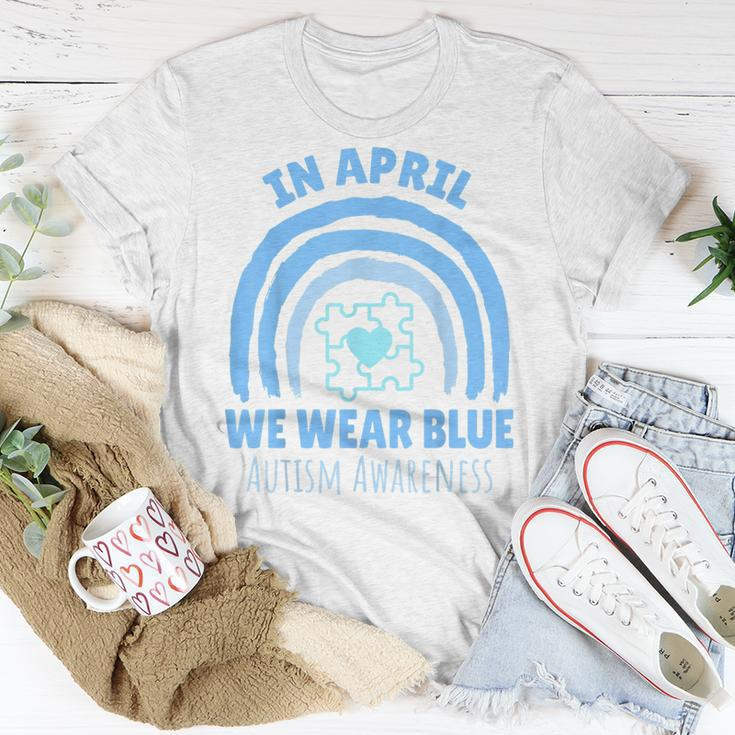 In April We Wear Blue Autism Awareness Month Puzzle Unisex T-Shirt Unique Gifts