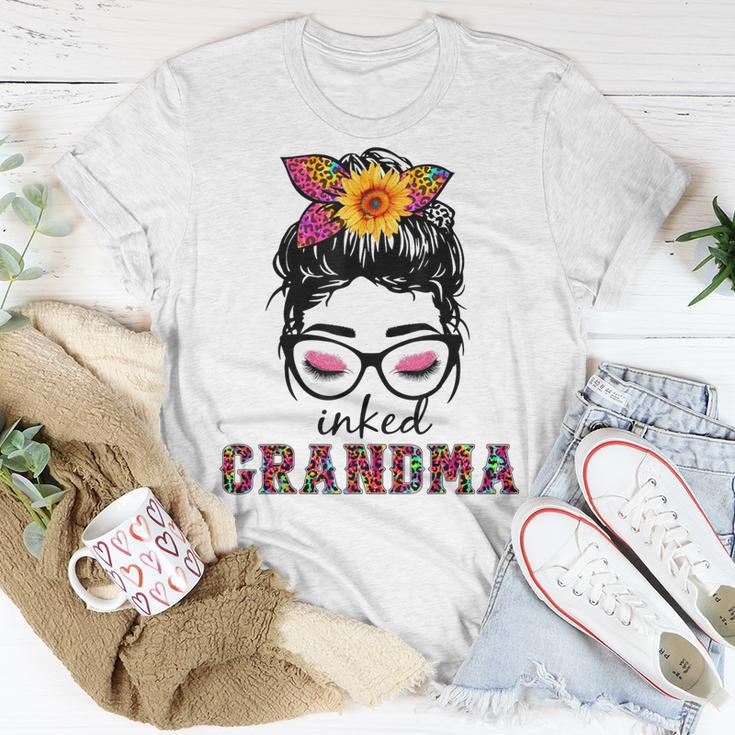 Inked Grandma Messy Bun Mom Life Leopard Mom Unisex T-Shirt Unique Gifts