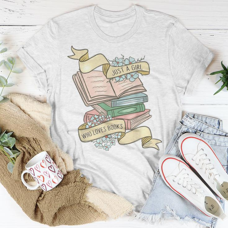 Just A Girl Who Loves Books Lover Bookworm Bookaholic Reader Unisex T-Shirt Unique Gifts