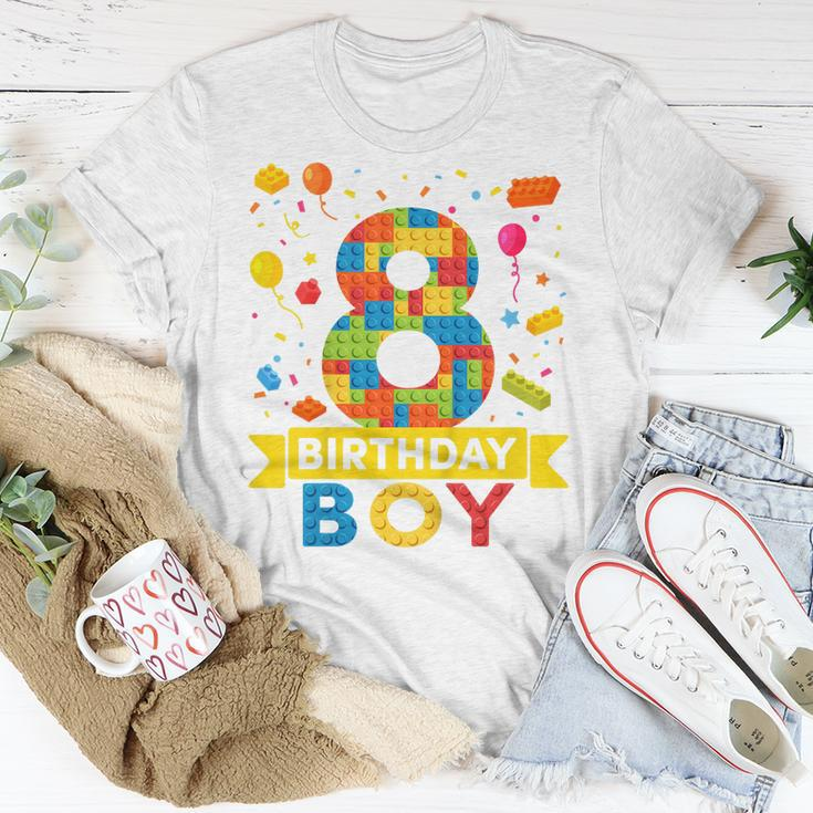 Kids 8 Year Old Building Blocks 8Th Birthday Boy Unisex T-Shirt Unique Gifts
