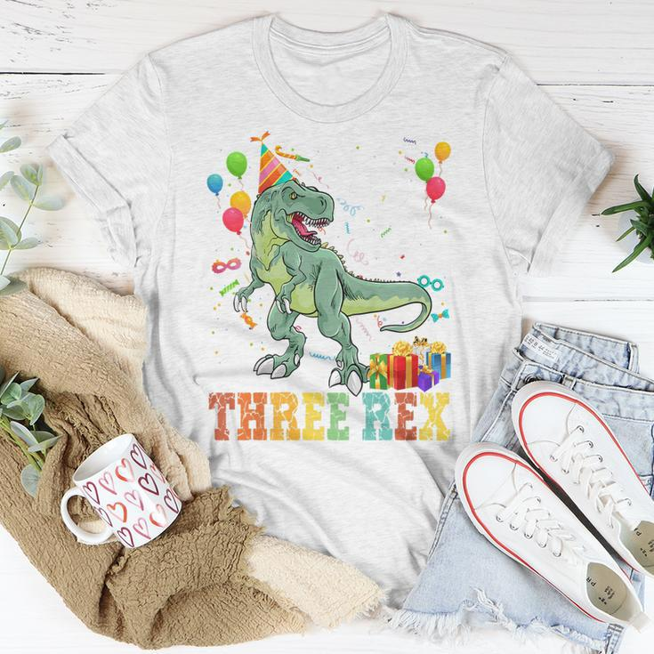 Kids Three Rex 3Rd Birthday GiftsRex Dinosaur 3 Years Old Boy Unisex T-Shirt Unique Gifts