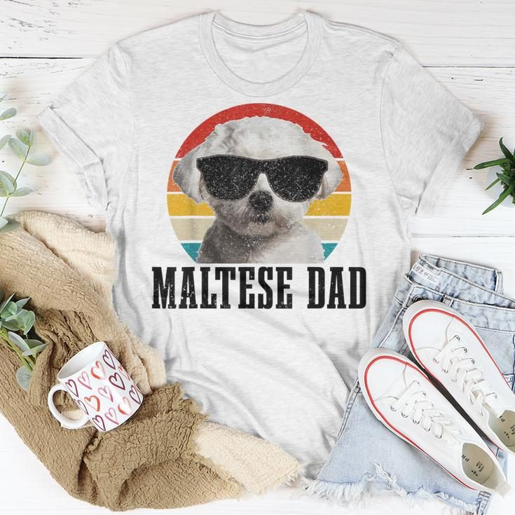 Mens Maltese Dad Retro Vintage Dog Maltese Dad T-Shirt Funny Gifts