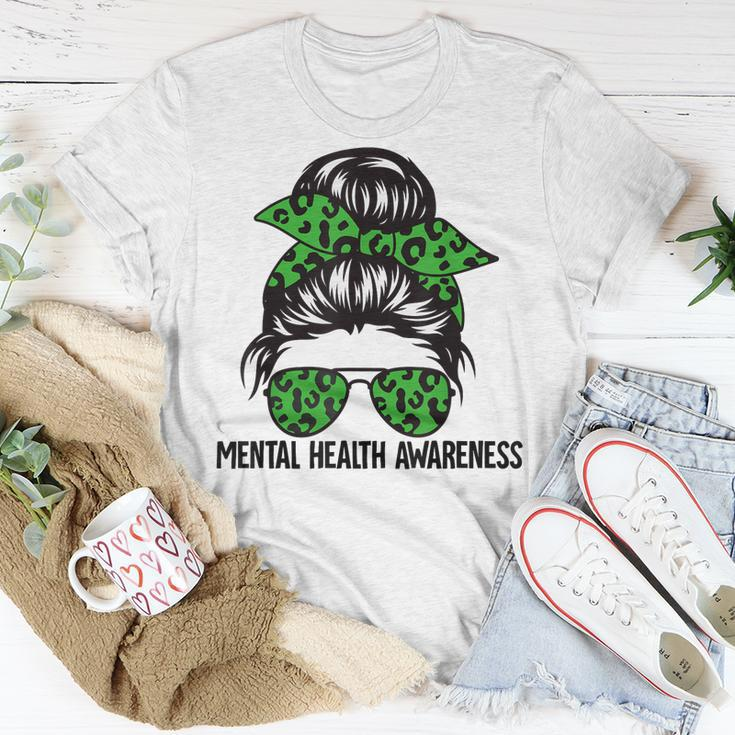 Messy Bun Mental Health Awareness Mental Health Matters Unisex T-Shirt Unique Gifts
