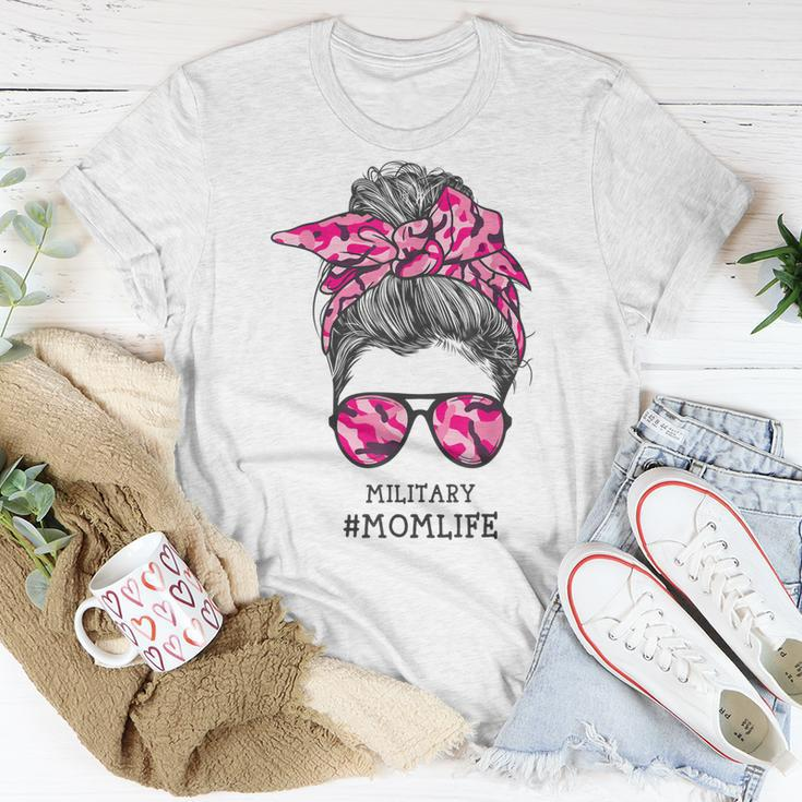 Military Mom Life With Pink Camouflage Pattern Unisex T-Shirt Unique Gifts