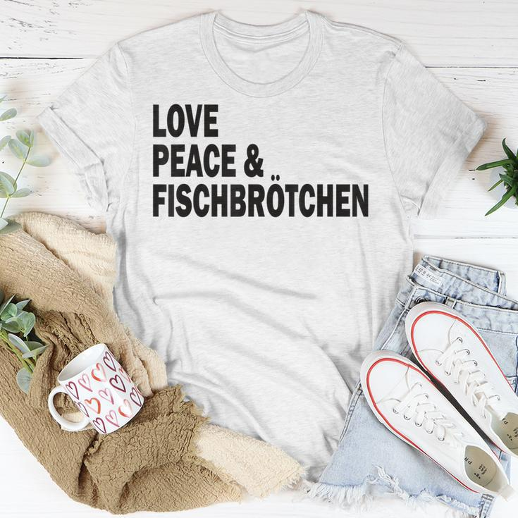 Moin Fischbrötchen Love Peace Norddeutsch Plattdeutsch T-Shirt Lustige Geschenke
