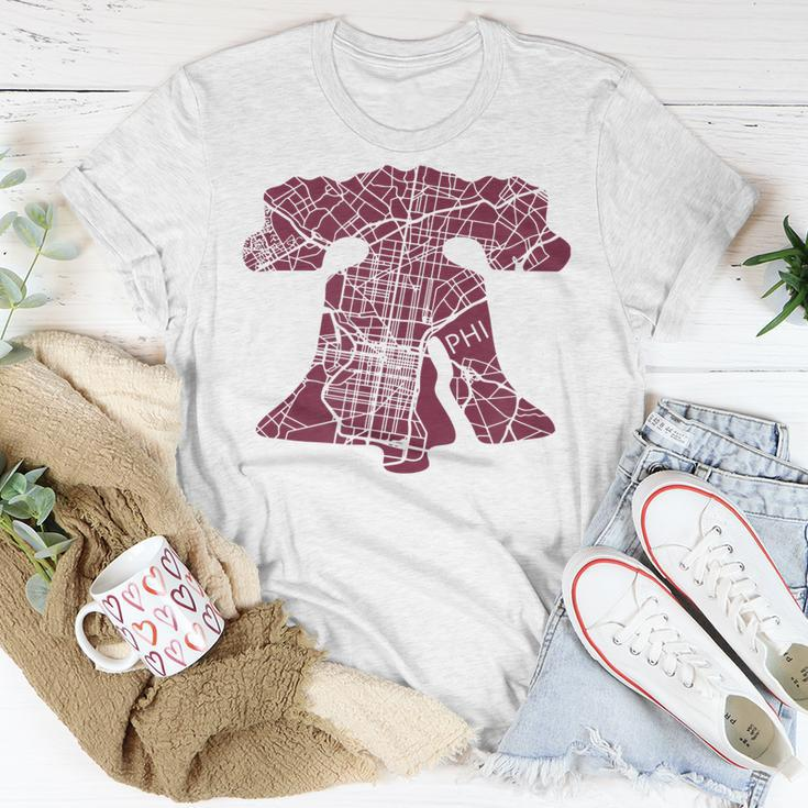 Philadelphia Street Map Liberty Bell Vintage Maroon Philly Unisex T-Shirt Unique Gifts