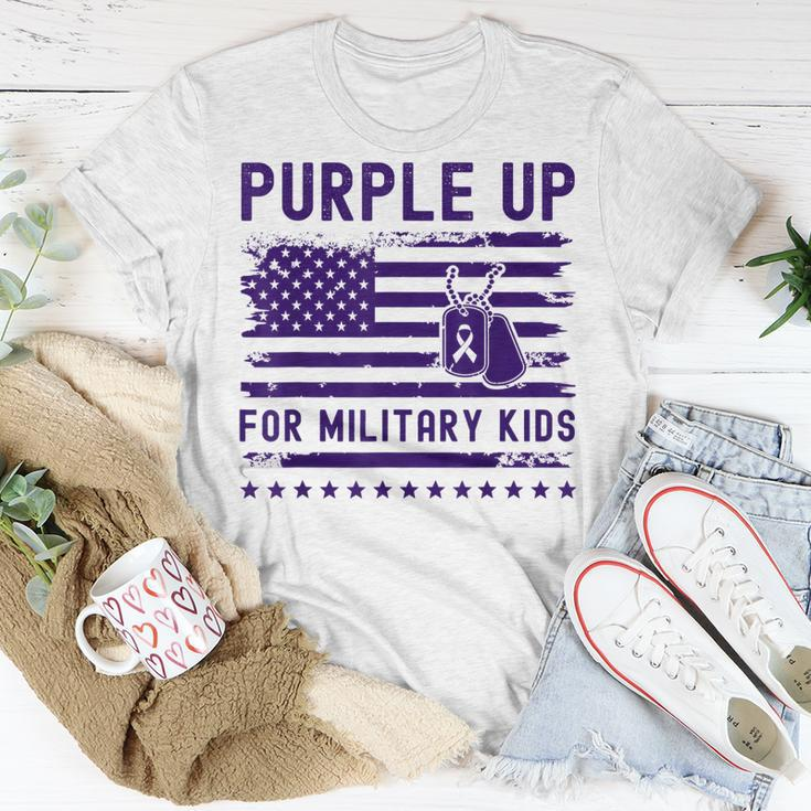 Purple Up For Military Kids Military Child Month Heart T-Shirt Funny Gifts