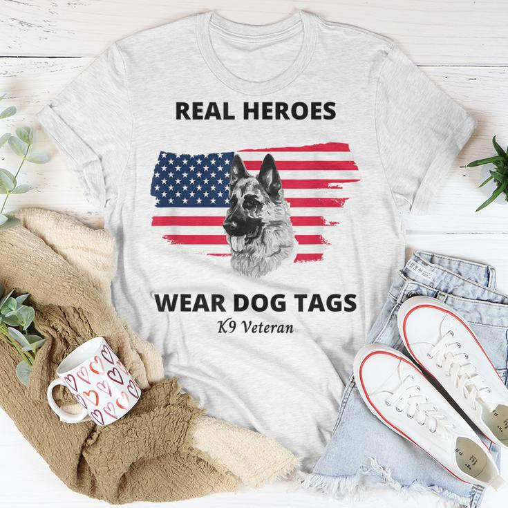 Real Heroes Wear Dog Tags - K9 Veteran Military Dog T-shirt Funny Gifts