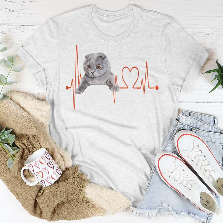 Schottische Katzen Herzschlag EKG T-Shirt für Kätzchenliebhaber Lustige Geschenke