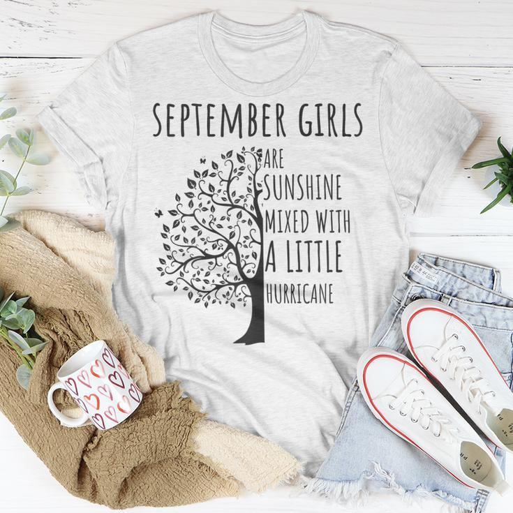 Womens September Girls Are Sunshine Mixed With A Little Hurricane T-shirt Funny Gifts