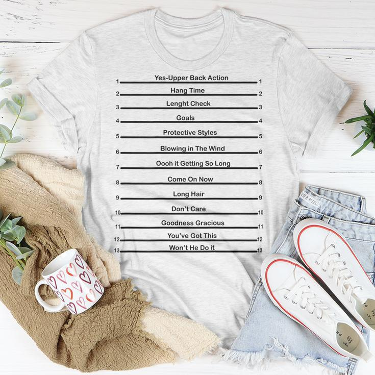 Track Your Long Hair Length Check Hair Backprint Unisex T-Shirt Unique Gifts