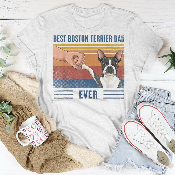 Vintage Best Boston Terrier Dad Ever Fist Bump Funny Dog Gift For Mens Unisex T-Shirt Funny Gifts