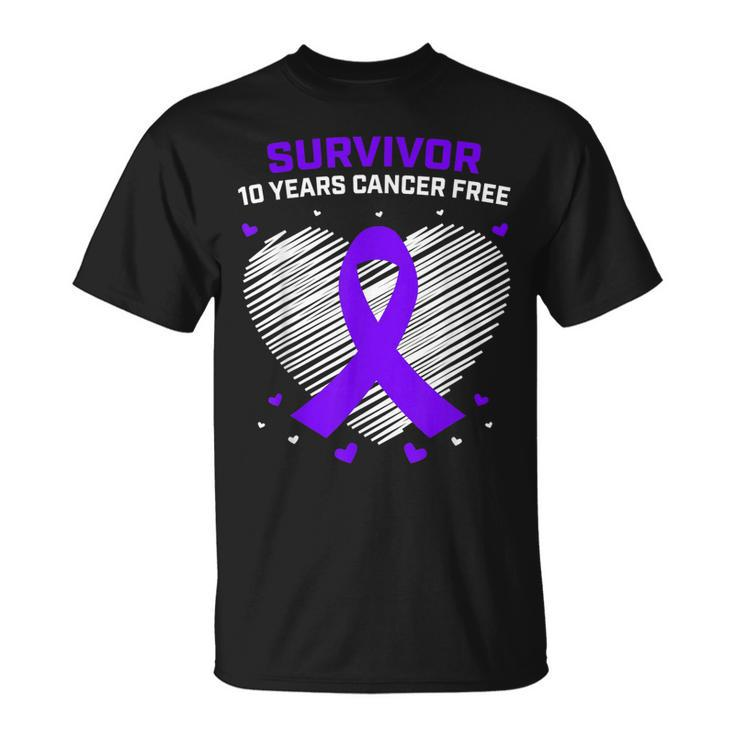 10 Years Cancer Free Purple Pancreatic Cancer Survivor T-Shirt