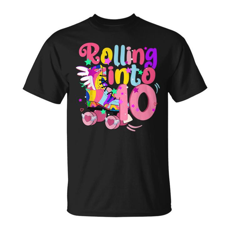 10 Years Old Birthday Rolling Into 10 Years Roller Skates  Unisex T-Shirt