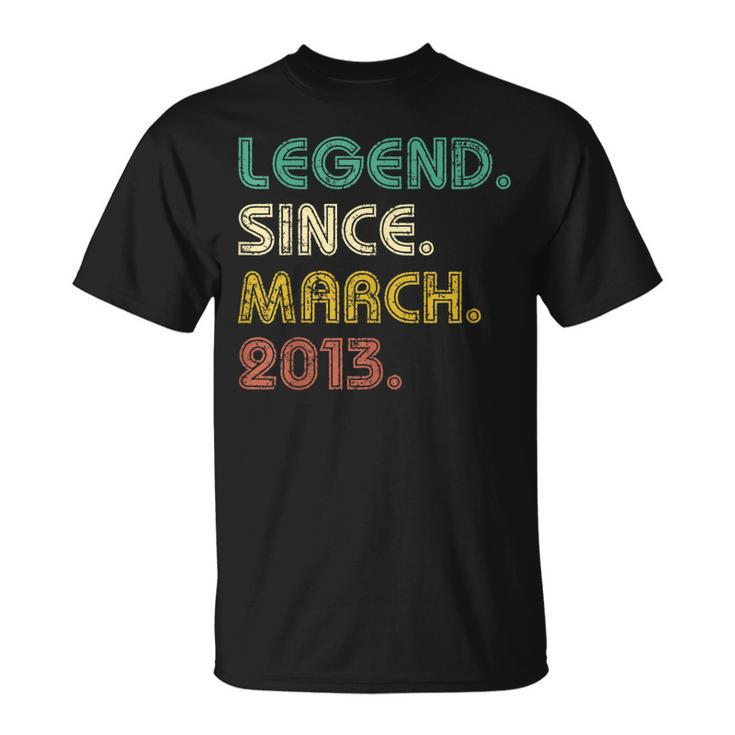 10 Years Old Legend Since March 2013 10Th Birthday T-Shirt