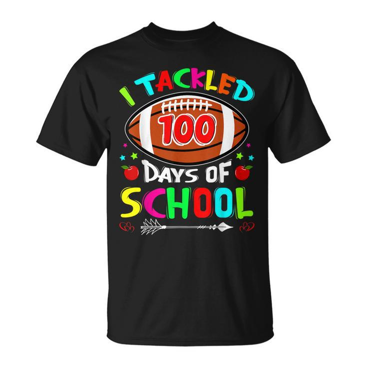 100 Day Of School Kids Football Tackled 100 Days Boy T-Shirt