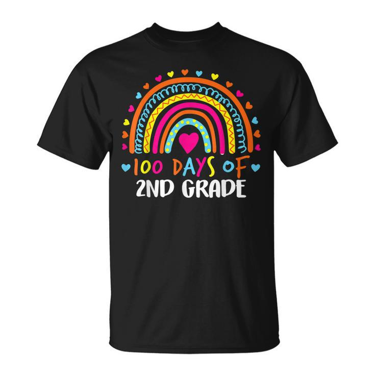 100 Days Of 2Nd Grade School Teacher Smarter Rainbow T-shirt