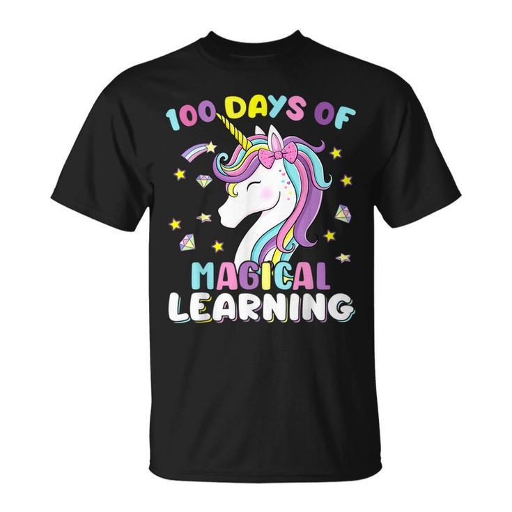 100 Days Of Magical Learning Unicorn 100Th Day School Girls T-shirt