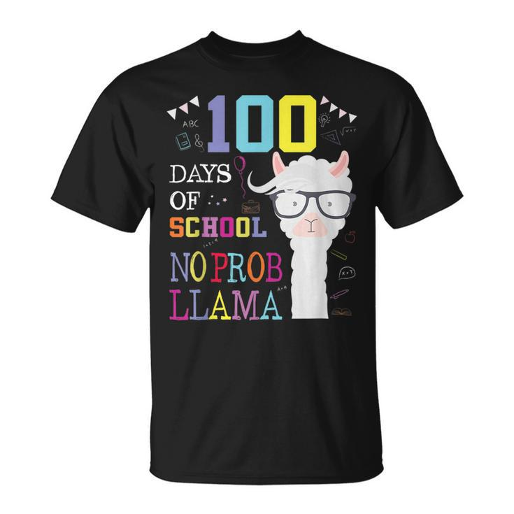 100 Days Of School 100Th Day No Probllama Llama T-shirt