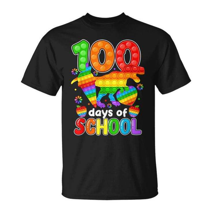 100 Days Of School Dinosaur T Rex And Still Poppin Pop It T-Shirt