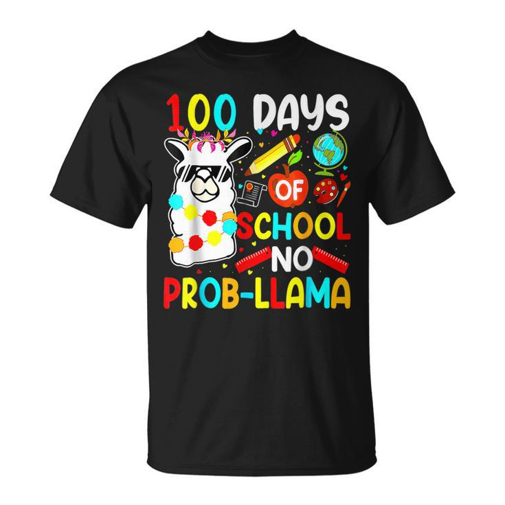 100 Days Of School No Probllama Llama Teachers Students V4 T-Shirt