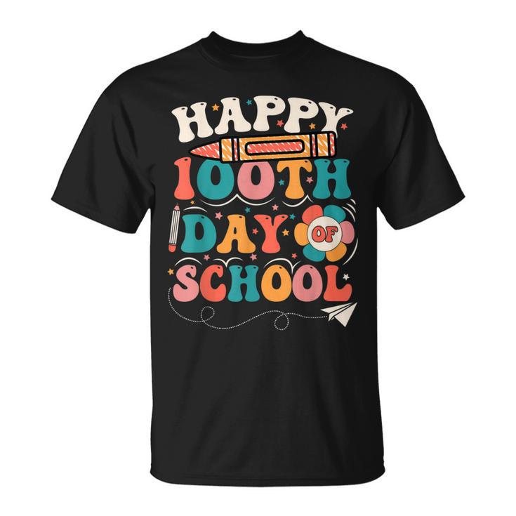100 Days Of School For Teacher Kids Happy 100Th Day Groovy T-shirt ...
