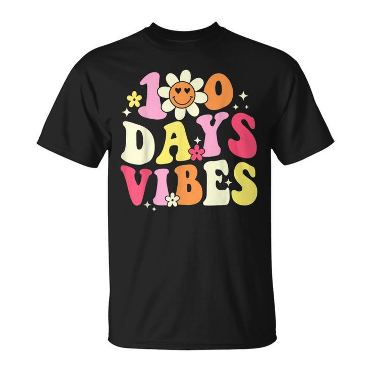 100 Days Of School Vibes 100Th Day Of School Retro Groovy V3 T-Shirt