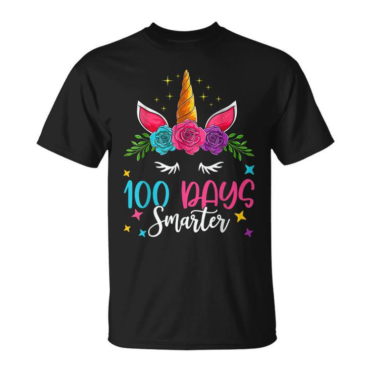 100 Days Smarter Unicorn 100 Days Of School 100Th Day T-shirt