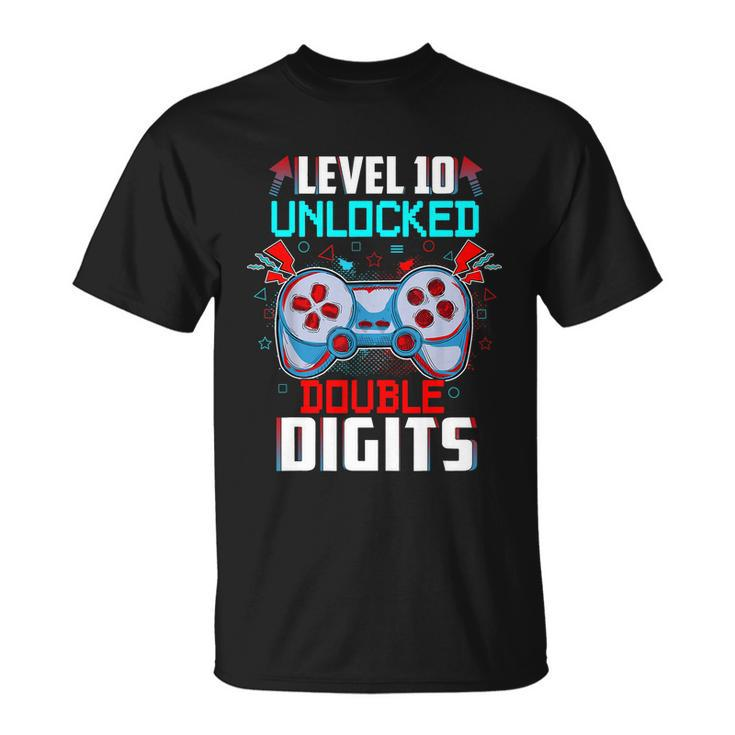 10Th Birthday Gift For Boys Double Digits 10 Year Old Gifts Gamer Gift V2 Unisex T-Shirt