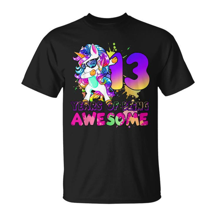 13 Year Old Unicorn Dabbing 13Th Birthday Girl Unicorn Party T-Shirt