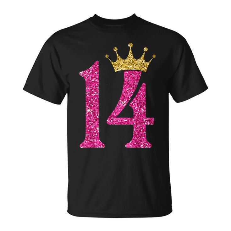 14 Year Old 14Th Birthday Girl Golden Crown Party T-shirt