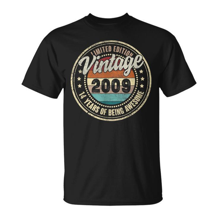 14 Year Old Made In 2009 Vintage 14Th Birthday Retro T-shirt