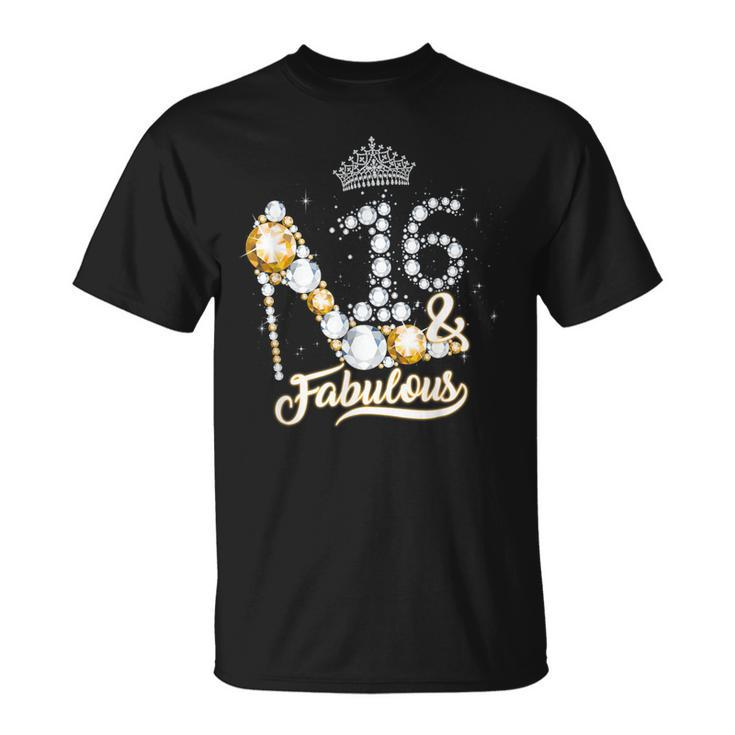 16 & Fabulous 16Th Birthday Diamond Crown Women Girls T-shirt