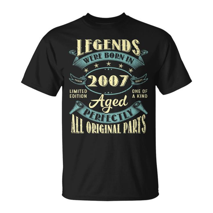 16Th Birthday Gifts Vintage Legends Born In 2007 16 Year Old  Unisex T-Shirt