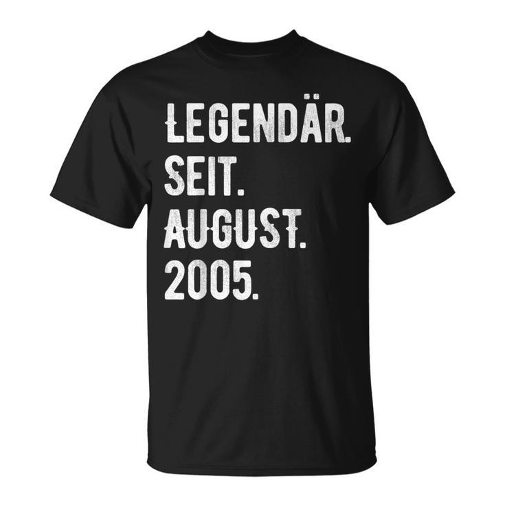 18 Geburtstag Geschenk 18 Jahre Legendär Seit August 2005 T-Shirt
