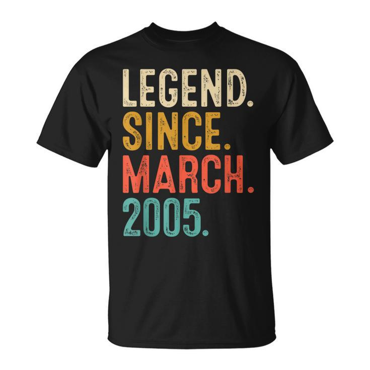 18 Years Old Vintage Legend Since March 2005 18Th Birthday  Unisex T-Shirt
