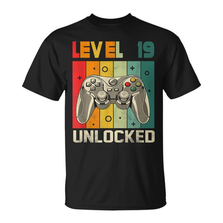 19 Year Old Level 19 Unlocked 19Th Birthday Boy Gaming V2T-shirt