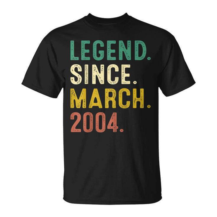19 Years Old Legend Since March 2004 19Th Birthday T-Shirt