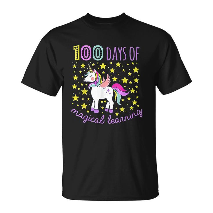 Adorable 100 Days Of Magical Learning School Unicorn Men Women T-shirt Graphic Print Casual Unisex Tee