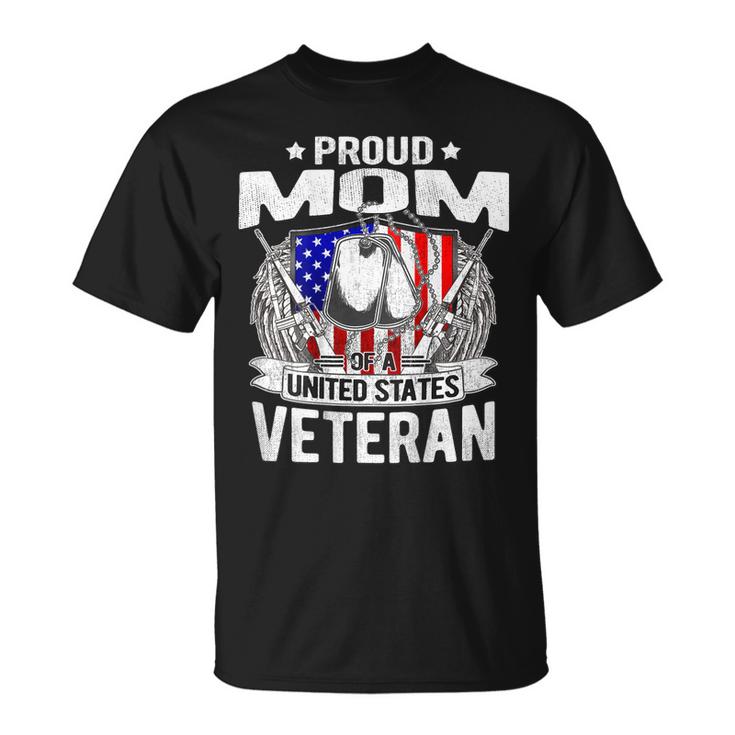 Proud Mom Of A Us Veteran - Dog Tags Military Mother Gift  Men Women T-shirt Graphic Print Casual Unisex Tee