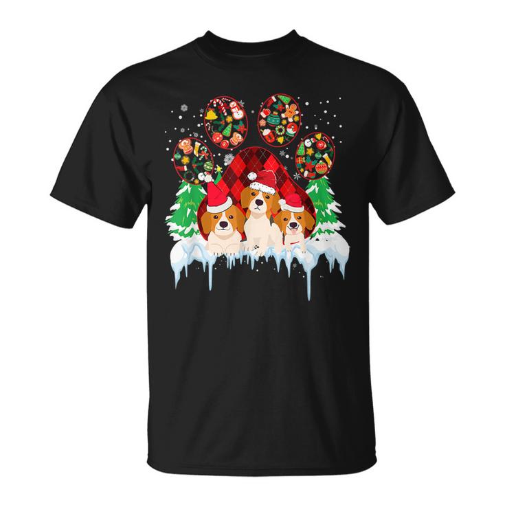 Christmas Santa Paws Dog Paws Beagle Dog Lover  In Xmas  Men Women T-shirt Graphic Print Casual Unisex Tee