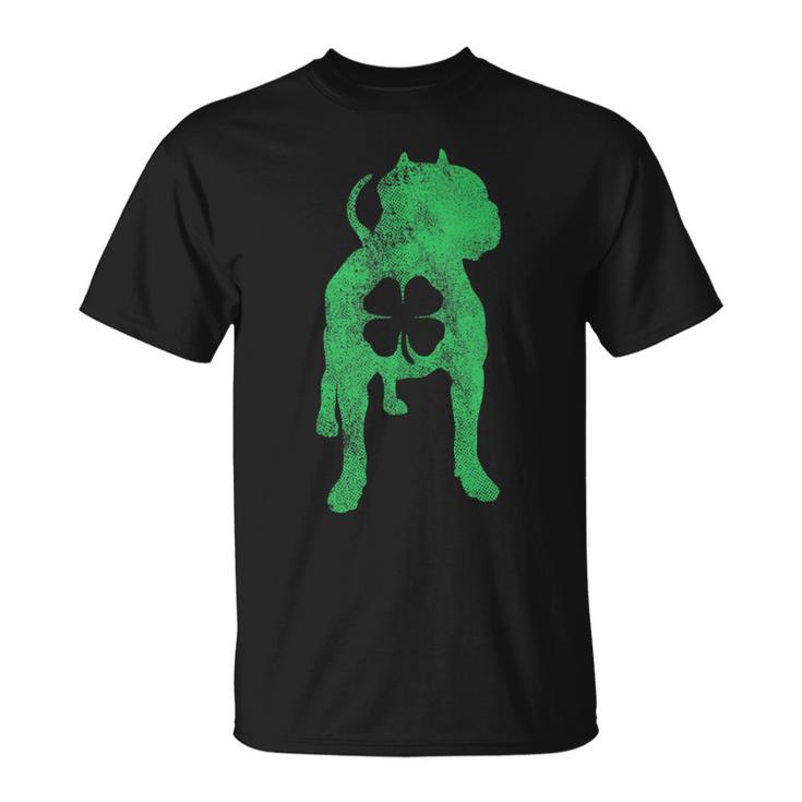 St Patricks Day Dog Pit Bull Shamrock Clover Irish  Unisex T-Shirt