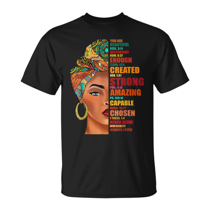Black Queen Lady Curly Natural Afro African American Ladies  V5 Unisex T-Shirt