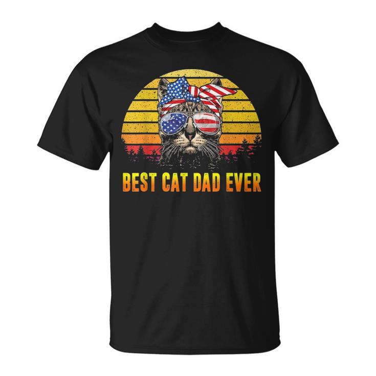 Vintage Best Cat Dad Ever Fathers Day Gifts 4Th Of July Men Unisex T-Shirt