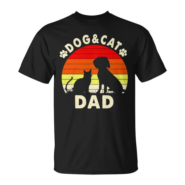 Dog And Cat Dad Vintage Retro Unisex T-Shirt