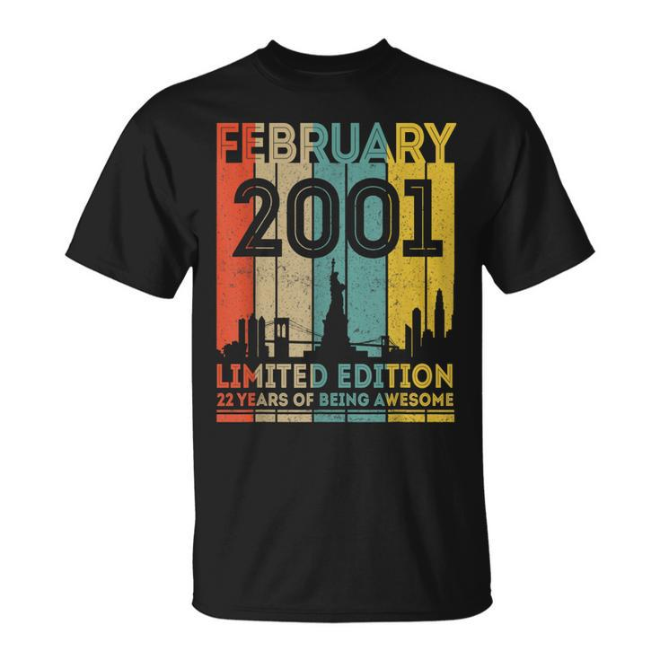 22 Years Old Vintage February 2001 22Nd Birthday T-Shirt