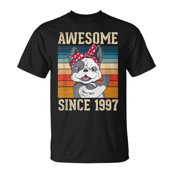 26 Year Old Awesome Since 1997 26Th Birthday Dog Girl T-Shirt