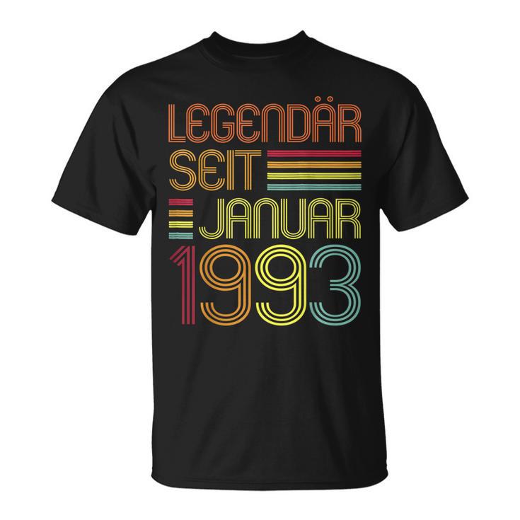 30 Geburtstag Vintage 30 Jahre Legendär Seit Januar 1993 T-Shirt